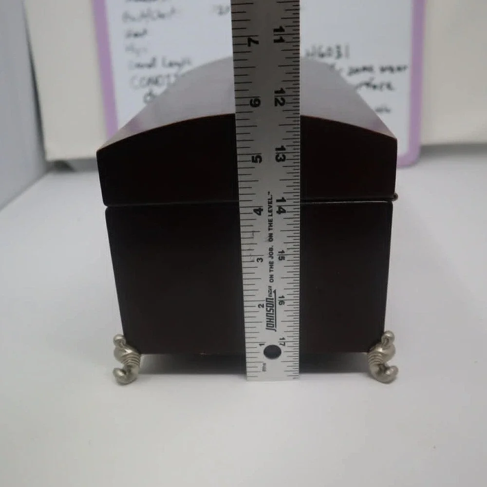 Dark Walnut Jewelry Box Kmart Wood Domed Mirror Scroll Feet Organizer Classic